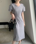 ワンピース タックVネックロングワンピース レ...の詳細画像4