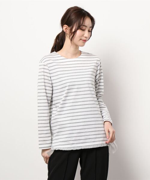 オンライン アウトレット Tシャツ Tシャツ 長袖 フリル付き天竺ボーダーカットソー Zozotown 店 Tシャツ オンライン アウトレット Tシャツ Tシャツ 長袖 フリル付き天竺ボーダーカットソー Zozotown 店 Tシャツ