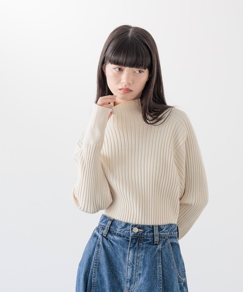 ニット セーター ワイドリブハイネックプルオーバー　294815 レディース ニット セーター ワイドリブハイネックプルオーバー 294815