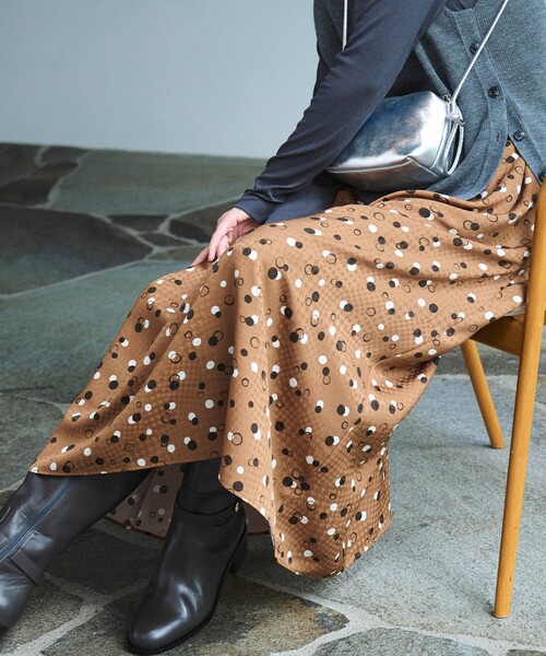 美品 J.PRESS セットアップ対応 BLOCK DOTS プリント スカート セール】 【セットアップ対応】BLOCK DOTS プリント スカート
