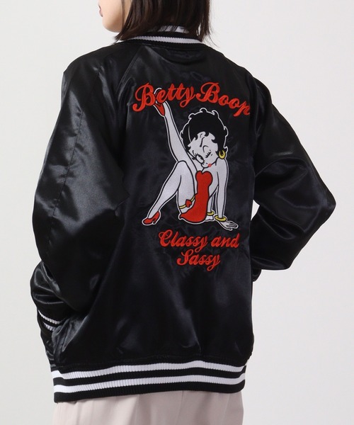 ベティ・ブープ スカジャン　ブラック　ピンク BETTY BOOP スカジャン ベティ ブープ メンズ レディース
