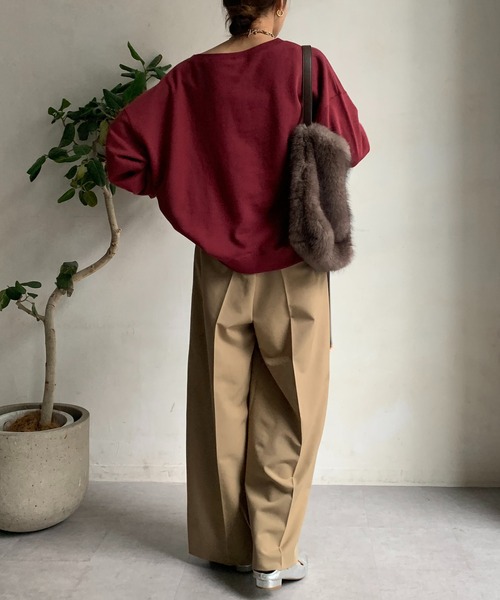 DOUDOU 2WAYロゴスウェット トレーナー　ブラウン DOUDOU 2WAYロゴスウェット トレーナー ブラウン