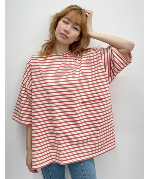 tシャツ 「8」「it」「Little Sunny Bite」Stripe big tee レディース メンズ Little sunny bite tシャツ 「Little Sunny Bite」Stripe big