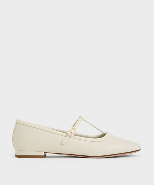 美品！CHARLES&KEITH Tバーフラットメリージェーン厚底パンプス38 セール】ティーバー メリージェーンフラット（パンプス
