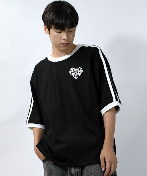  ★オーバーサイズ 半袖 テクスチャード生地 Tシャツ セール】Oversized cropped short sleeve T-shirt / オーバー