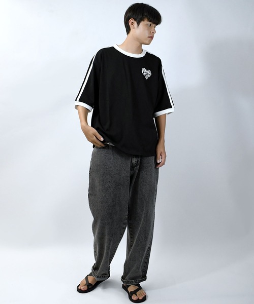 2gether Tシャツ Sサイズ バングル サラワット タイン 半袖 Tシャツ ワッフルボーダー 切替 デザインポケット トップス