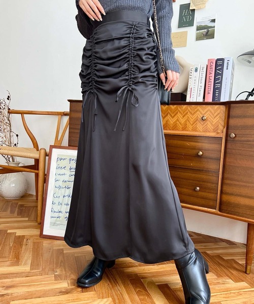 musubore シャーリングリボンスカート 新品 フリーサイズ シャーリングリボンスカート | PROPORTION BODY DRESSING