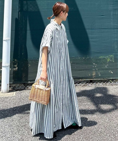 シャツワンピース 「CORNERS by KR」サイドギャザーシャツワンピースの画像