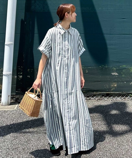シャツワンピース 「CORNERS by KR」サイドギャザーシャツワンピースの画像