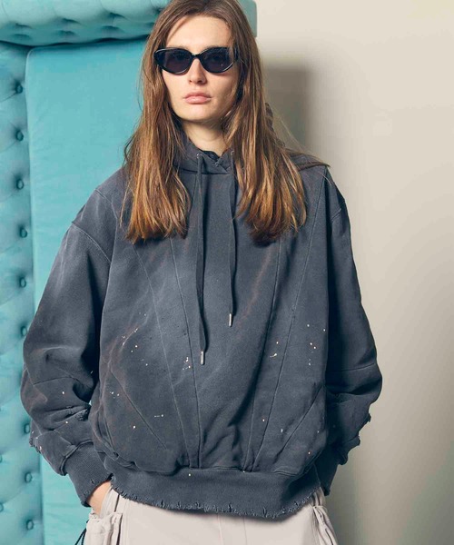 メゾンスペシャル フード フーディ パーカー ブルーmaisonspecial MAISON SPECIAL パーカー Double Pocket Short Hoodie/ダブル