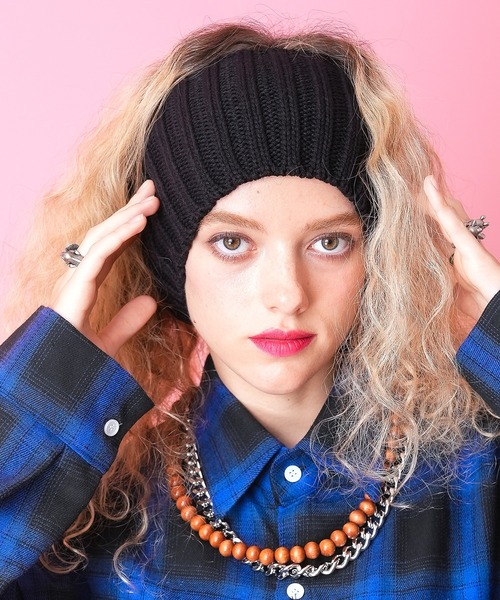 ヘアバンド an meets zakka リブ編みニットワイドヘアバンド