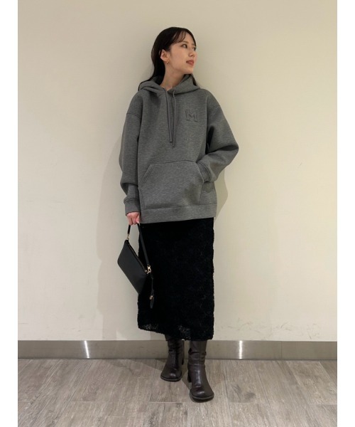 Mila Owen パーカー ロゴアップリケダンボールフーディー