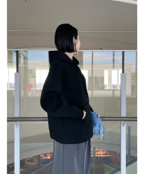 Mila Owen パーカー ロゴアップリケダンボールフーディー