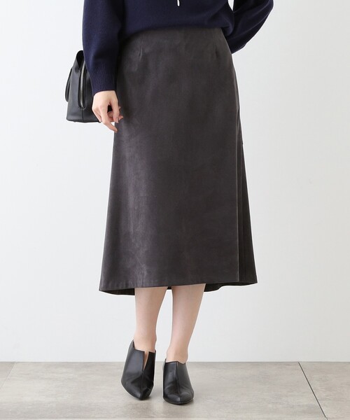 INDIVI（インディヴィ） スカート 「洗える／UVケア」スエード調フレア