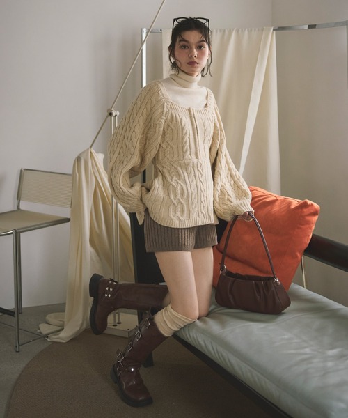 loin nuit ニット セーター square back ribbon knit/スクエア バック