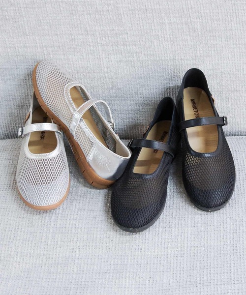 パンプス 「MINNETONKA/ミネトンカ」 メッシュメリージェーンフラットシューズ 25M01