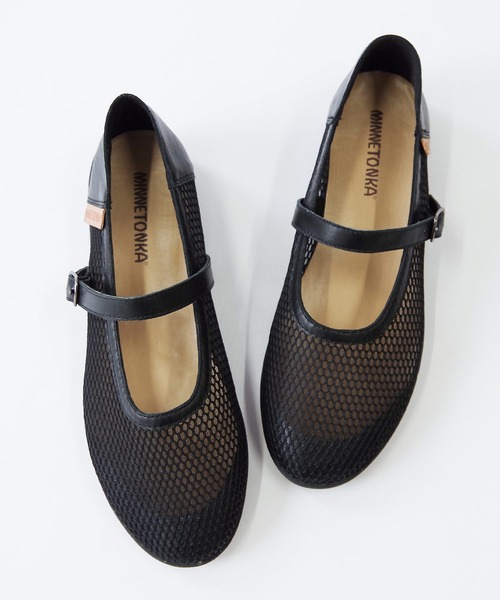 パンプス 「MINNETONKA/ミネトンカ」 メッシュメリージェーンフラットシューズ 25M01