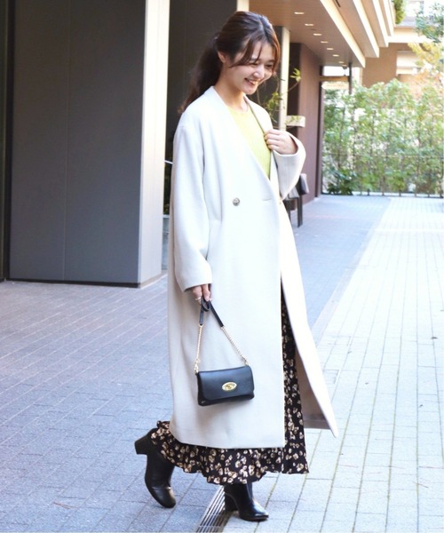 「SLOBE IENA」 ノーカラーコート S36 アイボリー レディース_画像2