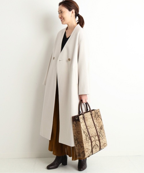 「SLOBE IENA」 ノーカラーコート S36 アイボリー レディース_画像3