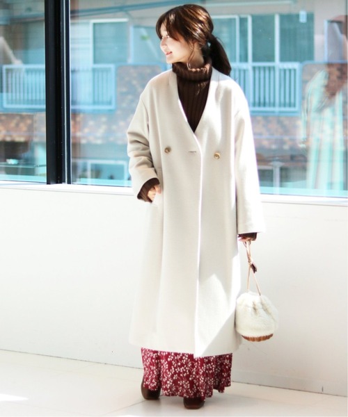 「SLOBE IENA」 ノーカラーコート S36 アイボリー レディース_画像5