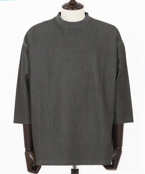 CAMBIO tシャツ mlt5099-カットデニム7分袖フットボールT メンズ
