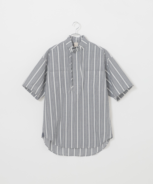 tシャツ サッカーストライプ ウエストタックカットソー/洗える レディース 予約》〈手洗い可能〉ストライプ バックタック チュニック