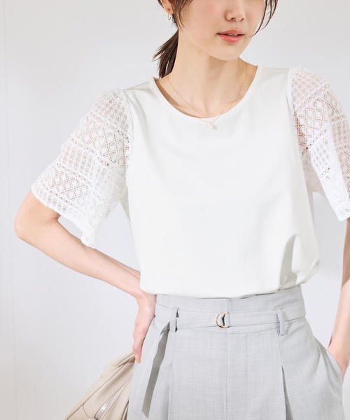 tシャツ フレアスリーブトップス レディース ROPE' PICNIC tシャツ 「UVカット・接触冷感」Cutee レース