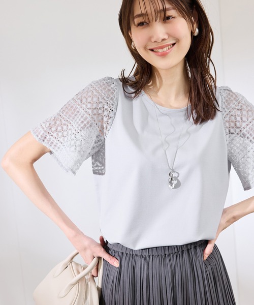 tシャツ 裾ドッキングプルオーバー「UVカット・接触冷感」 レディース ROPE' PICNIC tシャツ 「UVカット・接触冷感」Cutee レース