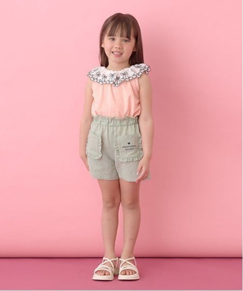 タンクトップ 肌着 「ソフトコットン」チェリーレース衿トップス