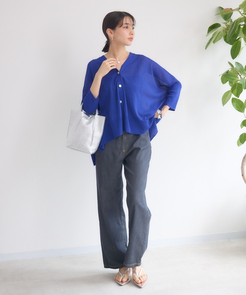 カーディガン 「KATHARINE ROSS」7G フォックス混ラメトッパーカーディガン レディース KATHARINE ROSS（キャサリンロス）の「【KATHARINE ROSS】7G