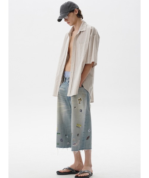 MASONPRINCE ジーンズ ルーズフィット ステッカープリント サイド