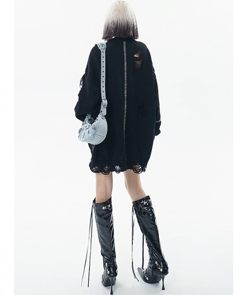 ニット セーター Damage Processing Stich Knit/ダメージニット レディース Chick ニット セーター Damage Processing Stich Knit/ダメージ