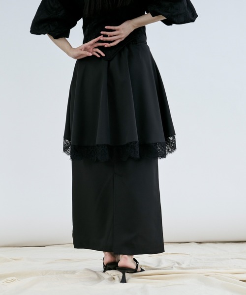 Gauze#レイヤードスカート　BLACK 予約]ワッシャーサテンレイヤードスカートパンツ/ブラック – Lumier