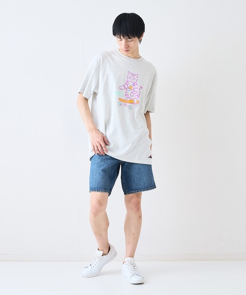 MEI ロゴ入り黒Tシャツ MEI tシャツ 「MEI/メイ」別注 アニマルプリント オーバーサイズ