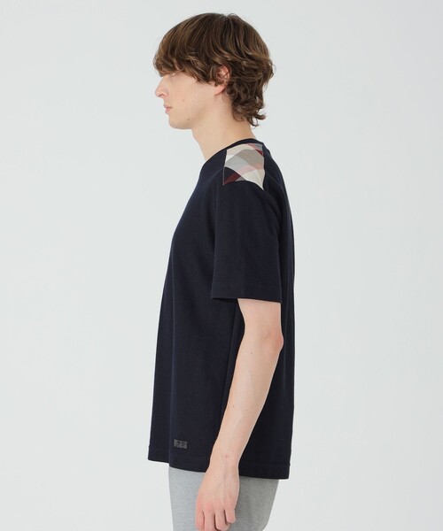 BLACKLABEL CRESTBRIDGE ビッグロゴ チェック ブラックT BLACK lab.】クレストブリッジチェック&ロゴTシャツ（カットソー