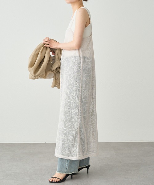 pual ce cin ワンピース メッシュクロス刺繍キャミワンピース