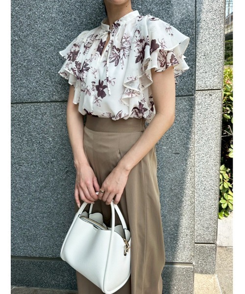 45R 25春夏 コットン100％ 花柄プリント フリルシャツ リバティ オーガニックコットン 日本製 花柄 プリント シャツ