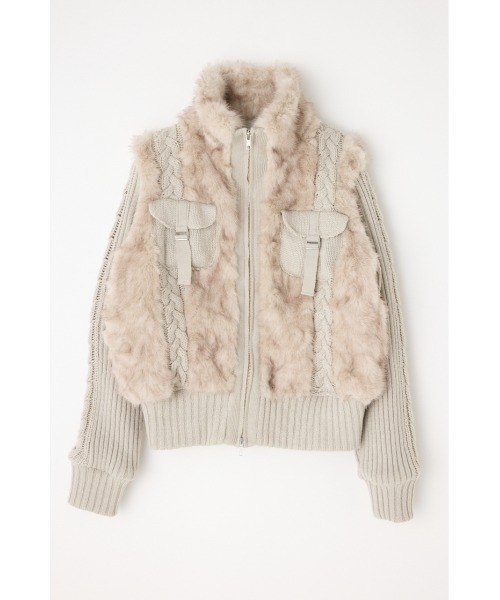 LAGUA GEM ブルゾン アウター CABLE KNIT FAUX FUR レディース