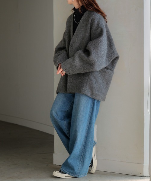 HUG.U（ハグユー） ジャケット ノーカラージャケット シャギードルマン