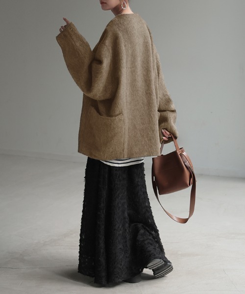 HUG.U（ハグユー） ジャケット ノーカラージャケット シャギードルマン