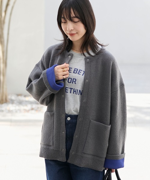 THE CRAFT CREW PRODUCTS カーディガン ウォッシャブル 裏配色