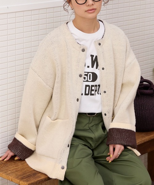 THE CRAFT CREW PRODUCTS カーディガン ウォッシャブル 裏配色