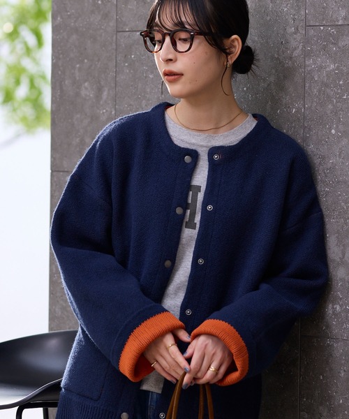 THE CRAFT CREW PRODUCTS カーディガン ウォッシャブル 裏配色
