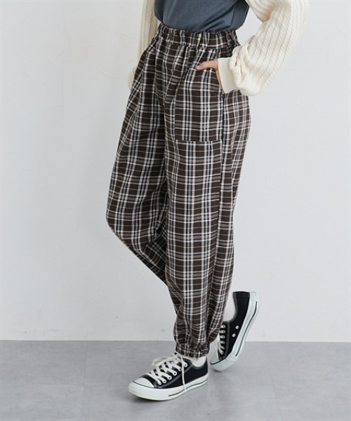 ワイドパンツ パンツ チェック柄ワイドパンツ キッズ 子供服 女の子