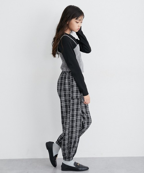 ワイドパンツ パンツ チェック柄ワイドパンツ キッズ 子供服 女の子