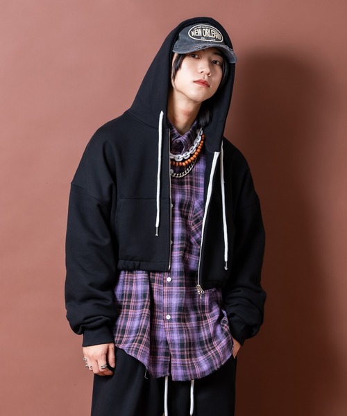 パーカー a.p.o.v. ダブルジップアップスウェットオーバーサイズ