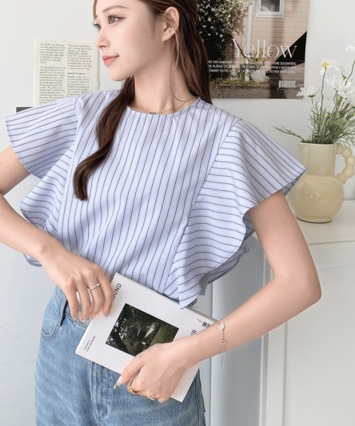 「moment+」 半袖ブラウス M ブルー レディース_画像8