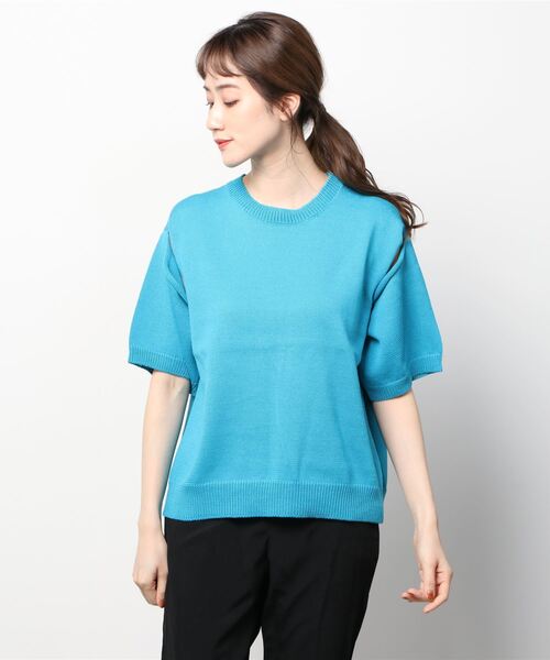 H BEAUTY&YOUTH UNITED ARROWS 半袖ニット FREE ターコイズブルー H BEAUTY&YOUTH UNITED ARROWS 半袖ニット FREE ターコイズブルー
