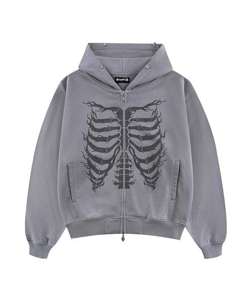 SUPPLIER（サプライヤー） パーカー Fire Skeleton Rhinestone Zip
