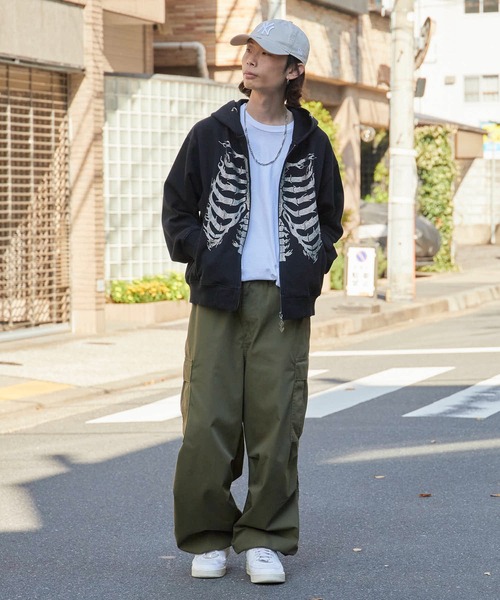 SUPPLIER（サプライヤー） パーカー Fire Skeleton Rhinestone Zip